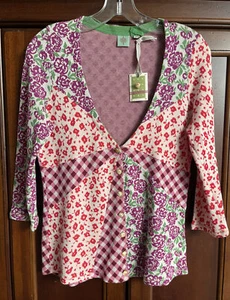 Neu mit Etikett HWR Anthropologie Patchwork-Pullover Oberteil Knopfleiste Gr. M - Bild 1 von 8