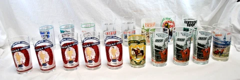 Kentucky Derby Church Hill Downs Collector Glasses 1979-1995  Lot of 18   M5062 Cover