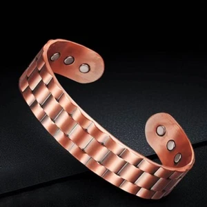 Men’s Magnetic Solid Copper Bracelet – Arthritis Pain Therapy Energy Cuff 13MM - Imagen 1 de 6
