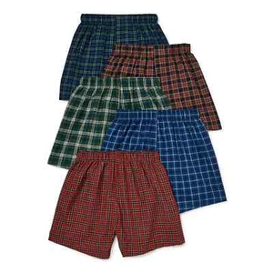 Boys Wonder Nation Multicolor Plaid Woven Boxers 5 Pack Sz M (8) NEW - Picture 1 of 3