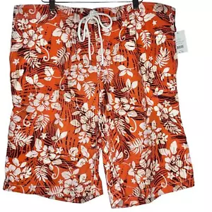Pantaloncini da tavola neri marroni 1826 taglia XL arancione tramonto stampa floreale nuovi con etichette - Foto 1 di 5