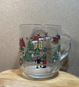 Luminarc Glass Mug Santa & Reindeer Christmas - Picture 1 of 6