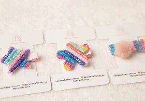 HANDMADE Colorful Glitter flower floral baby girl toddler kids hair clip unique - Picture 1 of 13