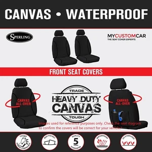 For Toyota HiLux SR SR5 Dual 2005-2015 TRADIES Black Canvas Front Seat Covers - Picture 1 of 14