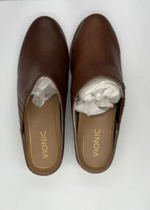 Vionic Joy Nellie Leather in Mocha Women's Heeled Mules - #VS182 - NIB - Picture 1 of 8