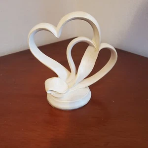 WEDDING CAKE TOPPER 2 HEARTS , Beautiful, - Picture 1 of 2
