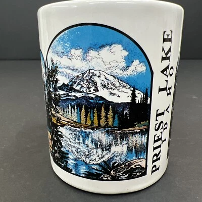 Taza de té café vintage Priest Lake Idaho vida silvestre Mountain Lake Foto 1 de 4