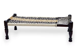 Hand Weaved Wooden Bed With Foldable Legs (Rajasthani Charpai) - Picture 1 of 12