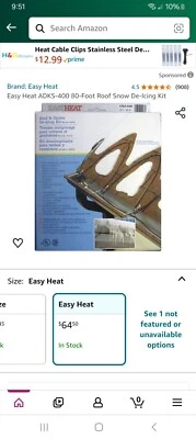 Easy Heat de icing cable 400 W  80 ft long Shingle Clips and Cable Spacers - Image 1 of 4