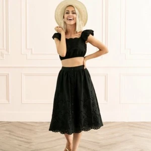 💕 Rachel Parcell 💕 XXS 💕 Eyelet Linen Skirt Black NWT Auth 💕 #A371 - Picture 1 of 6