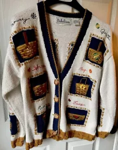 Vintage Belle Pointe Sweater Cardigan Longaberger Basket Buttons M Gorgeous!! - Picture 1 of 14
