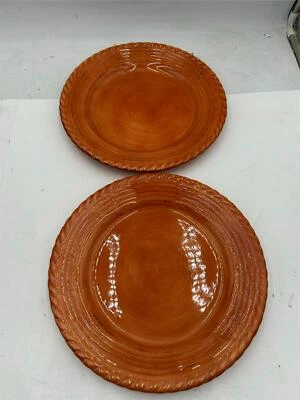 2) TABLETOPS UNLIMITED  DINNER PLATES ---LUCCA--ORANGE / PUMPKIN - Image 1 of 3