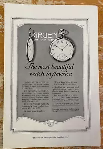 1915 Gruen Veri Thin Watch Most Beautiful In USA Vintage Print Ad Full Page B&W - Bild 1 von 3