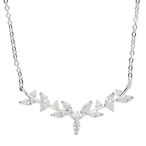 Leaf & Branch CZ Necklace Gem Set on 925 Sterling Silver 925 hallmark - Picture 1 of 2