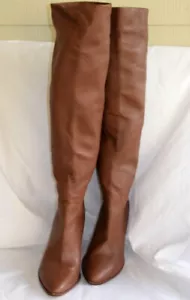 Rahmen X Tamara Mellon über Knie Karamell braun Nappa gestapelt Absatz Stiefel-40 1/2-9,5 - Bild 1 von 8