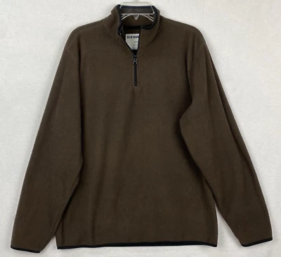 Old Navy Fleece Mens L Dark Brown 1/4 Zip Pullover Warm Soft Black Piping - Image 1 of 4