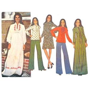 Vintage 1976 McCall’s Schnittmuster Misses Kaftan Kleid Top & Design Transfer Gr. S - Bild 1 von 7