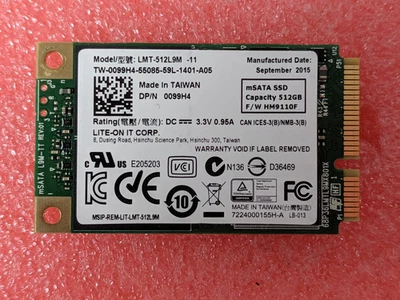 Lite-On LMT-512L9M 512GB mSATA SSD Solid State Drive 0099H4 | HD674 - Image 1 of 4