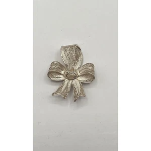 Antica spilla argento sterling 925 topazio Portogallo filigrana nastro fiocco aperto lavoro - Foto 1 di 6