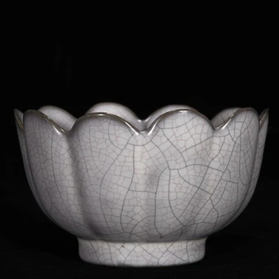 4.3" China Old Antique Porcelain Song Dynasty Ge Kiln Lotus Flower Bowl - Image 1 of 4