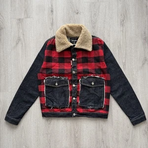 Dsquared2 Denim Flannel Hybrid Trucker Jacket - Picture 1 of 9