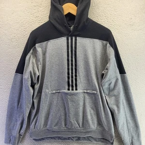 Adidas Sudadera con Capucha Para Hombre Gris Medio Pullover Suéter Logo Sudadera Bolsa Canguro - Imagen 1 de 15