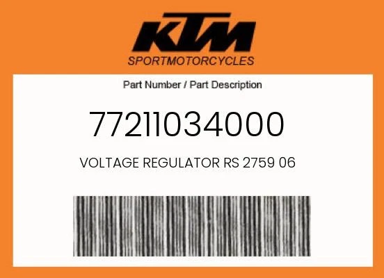 Regulador de voltaje genuino KTM RS 2759 06 - 77211034000 Foto 1 de 4