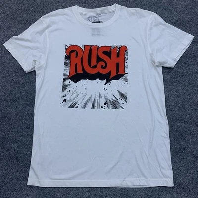 Camisa Rush Band L Grande Blanca Roja Logo Rock and Roll Camiseta Nueva con Etiquetas Foto 1 de 4