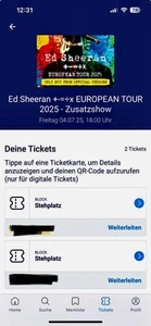 Zwei Karten für das Ed Sheeran Konzert In Hamburg 4.7.2025, Stehplätze Innenraum - Bild 1 von 1