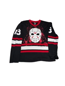 FRIDAY THE 13TH Jason Voorhees #13 maglia hockey nera taglia media Halloween top - Foto 1 di 8