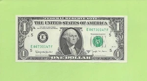 1963B ..UNCIRC $1 E 8673 0147 F .... 1963B $1 E-F BARR NOTE FRN - Picture 1 of 2