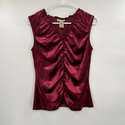 Blusa Vintage Apostrophe Feminina Y2K Whimsigoth Ruched Tamanho P Roxa Vamp Bruxa - Imagem 1 de 4
