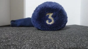 #3 Golf Club Driver Head Cover Fuzzy Plush Navy Blue Headcover Sock 16" long - Picture 1 of 3