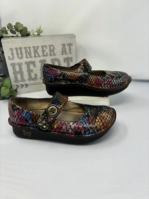 Argelia Paloma Mary Janes Púrpura Negro Multicolor Serpiente Mujer’s Talla 37/6 EE. UU. Foto 1 de 4