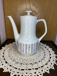 Mitterteich Bavaria Teapot ~ Floral On White Pointelle Design Teapot ~ Vintage - Picture 1 of 7