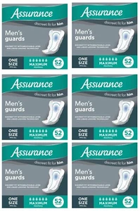 312 Count (6x 52) Assurance Guards Men's Incontinence Discreet Fit Max Size OSFA - Picture 1 of 24