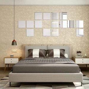16Pcs 15cm Self Adhesive Decorative Mirrors Mosaic Tiles Wall Stickers Bathroom - Picture 1 of 6