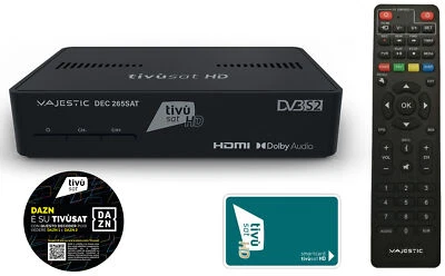 Decoder satellitare tvsat hd tessera inclusa Majestic SAT 265 abilitato DAZN - Immagine 1 di 4