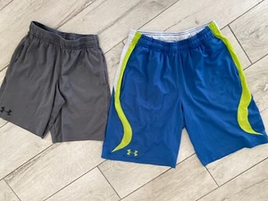 Under Armour Boys Lot 2 Pair Shorts Youth Small & Large Drawstring Elastic Waist - Picture 1 of 7