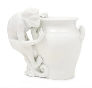 Antique Meissen White Porcelain Monkey Vase - Picture 1 of 10