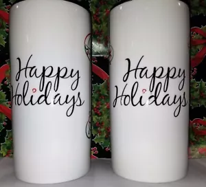 Set 2 Tazze Natalizie Happy Holidays Ornamenti Rete Alimentare Tazze Latte Alte - Foto 1 di 4