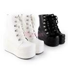 Womens High Heel Wedge Creeper Platform Ankle Boot Lace Up High Top Shoes 34-50