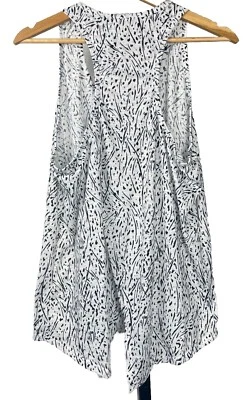 Camiseta sin mangas Marika XL espalda cruzada bufanda dobladillo blanco negro atlético deporte yoga Foto 1 de 4