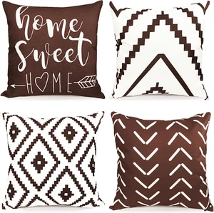 Decorative Throw Pillow Covers 16X16 Inch Brown Pillow Covers for Couch Sofa Liv - Picture 1 of 12