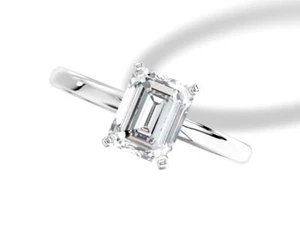 1.50 Carat EMERALD CUT Genuine Lab Grown Diamond Ring in 925 Silver CERTIFIED - Picture 1 of 5