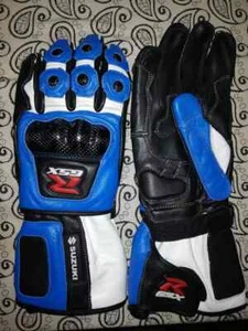 SUZUKI GSXR Racing Motorbike Leather Gloves Biker Motorcycle Leather Gloves CE - Picture 1 of 2