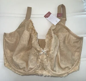 NWT Cacique Modern Womans Bra Beige Lace Unlined Full Coverage UNDERWIRE 38J - Picture 1 of 6