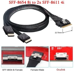 PCIE Express Slimline SAS SFF-8654 8i to Dual OCulink SFF-8611 4i Server Cable - Bild 1 von 18