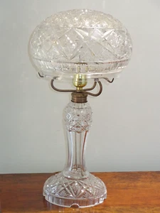 Antique Brilliant Style Pressed Glass Mushroom Dome Top Lamp - Picture 1 of 9