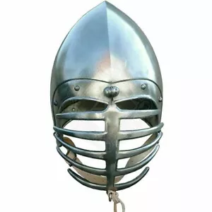 Elmetto bascinet torneo medievale fatto a mano miglior casco Halloween calibro 16 - Foto 1 di 2